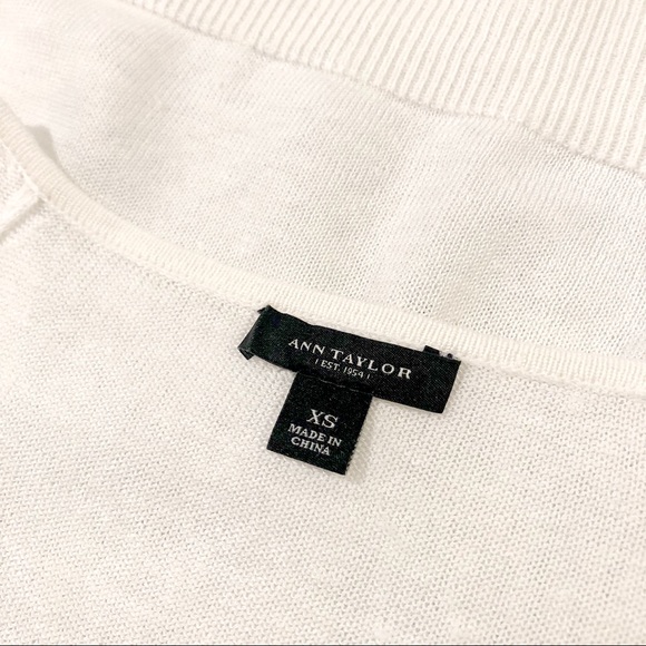 Ann Taylor White Linen Blend Tie Front Sweater Size XS - Picture 3 of 6